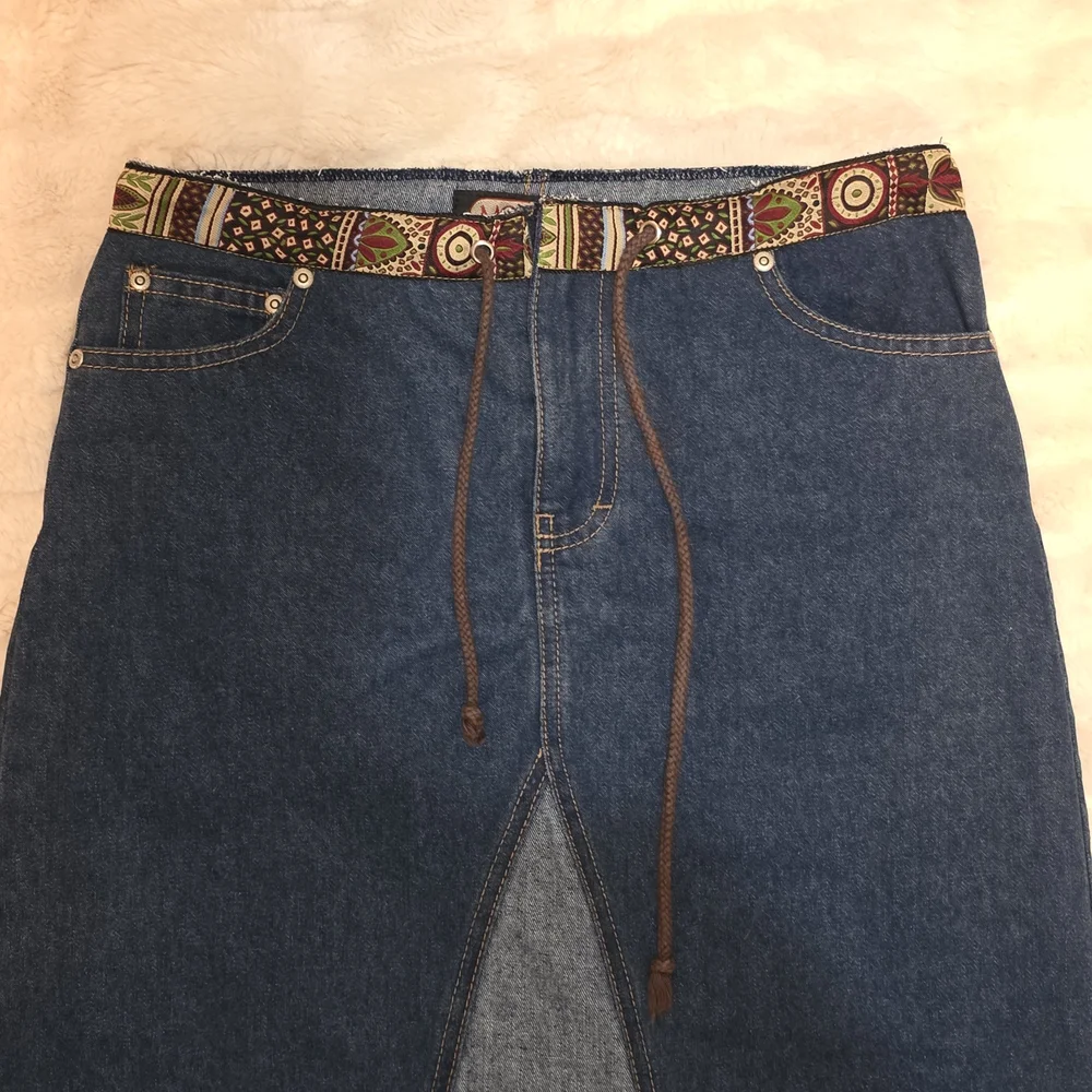 Vintage Women's Blue Hippie Denim Maxi Skirt - Picture 2 of 6